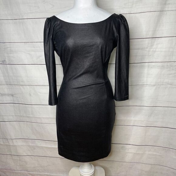 Guess Black 3/4 Sleeve Rita Bodycon Dress mediium - Picture 2 of 11